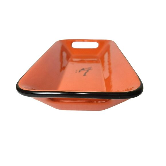 Hallmark DIG IN Farm Plow Ceramic Snack Tray Dish Orange Black Heavy Weight Fall - Picture 7 of 11